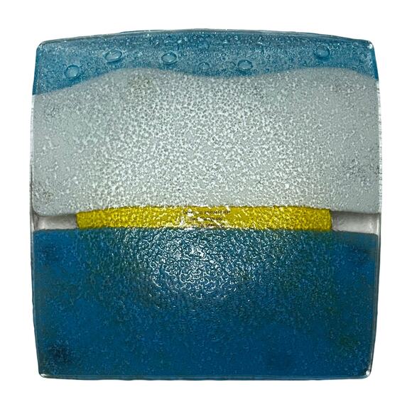 New Handcrafted Fused Art Glass Plate With Fish Pattern Dish, Ocean, Coastal - Picture 2 of 3